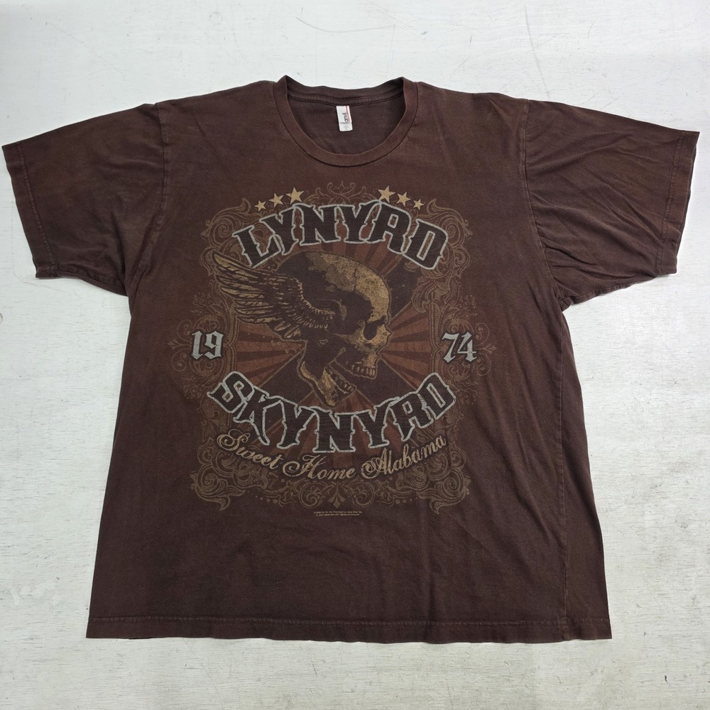 Lynyrd Skynyrd Sweet Home Alabama 1974 Winged Skull T-Shirt Brown Mens XL 2009